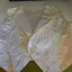 Baptism vest for baby boy 24” around chest beautiful embroidered front & bib too